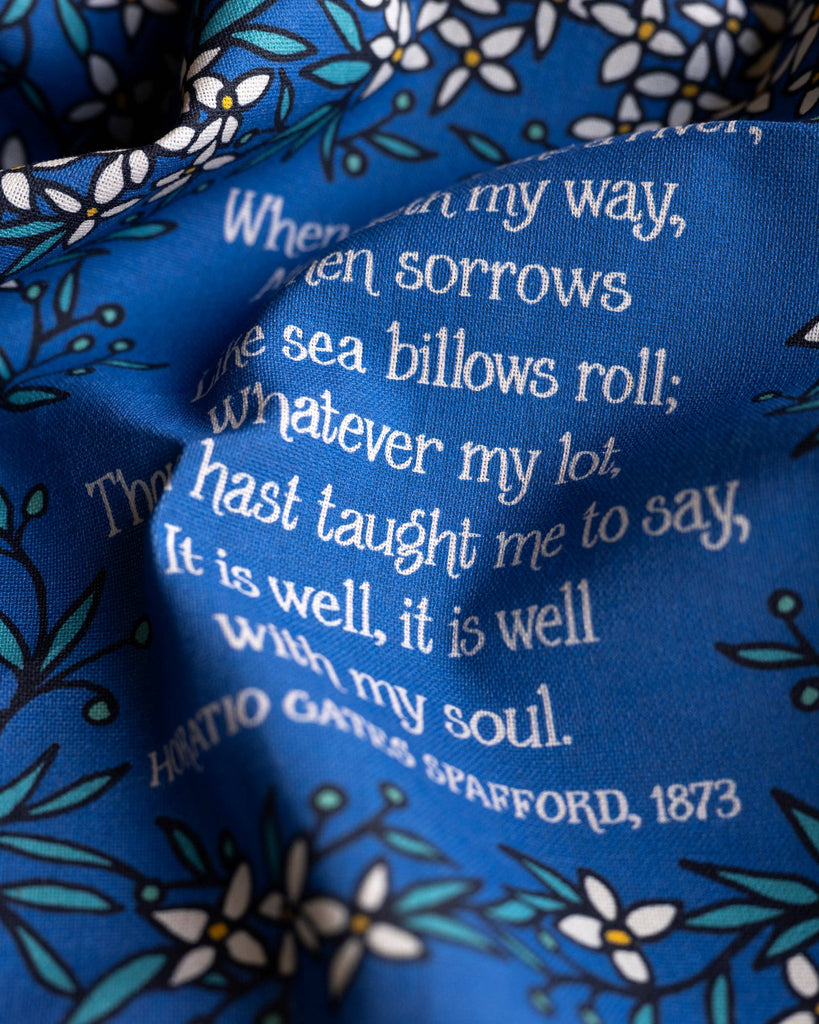 It Is Well Hymn Tea Towel Full Color Blue