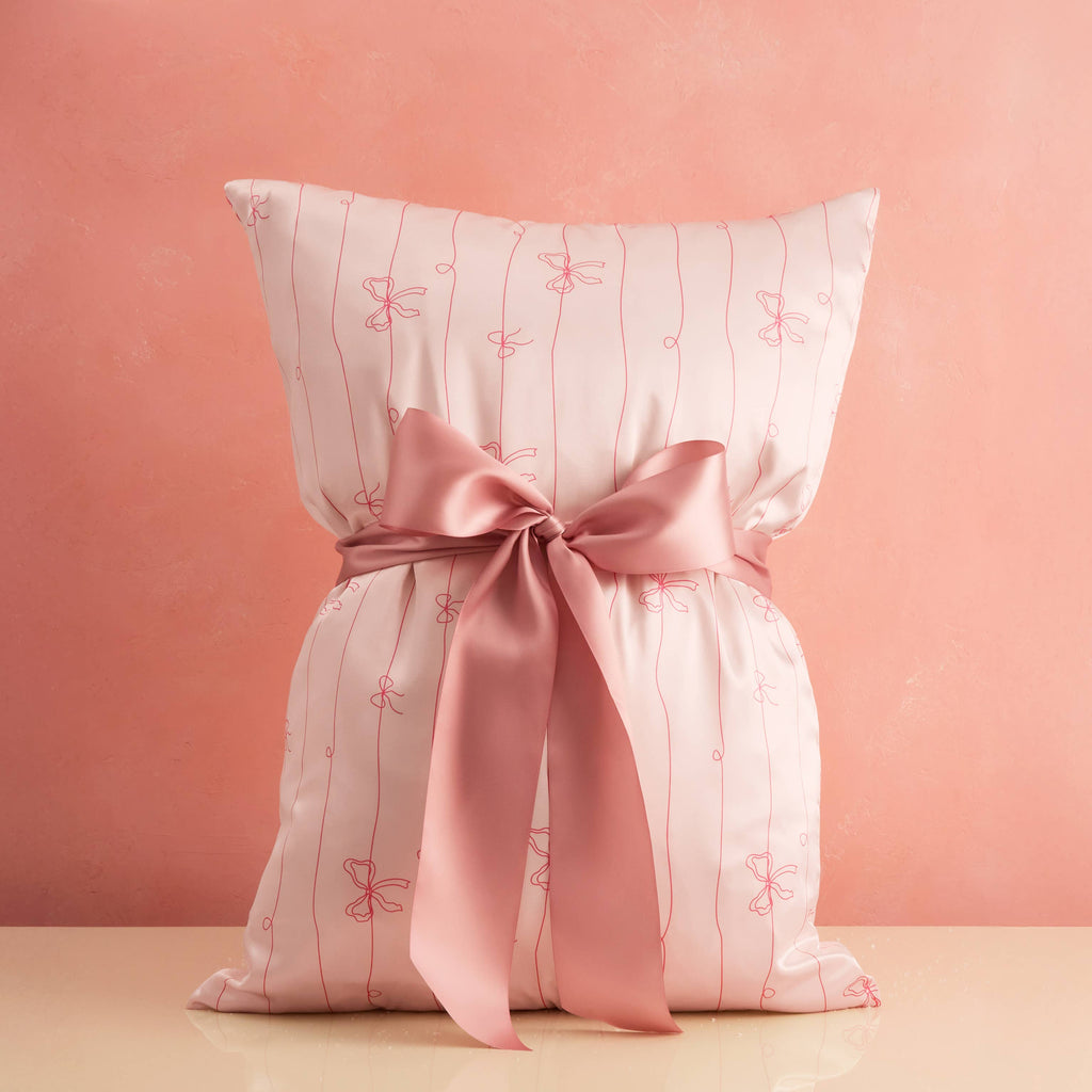 Satin Pillowcase Striped Bows Standard
