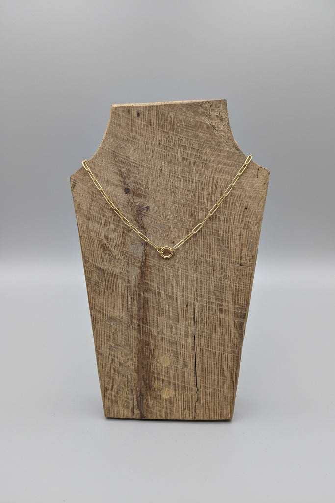 18K Gold Paperclip Charm Holder Necklace