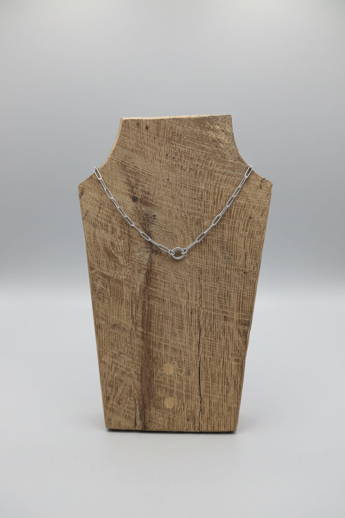 Silver Paperclip Charm Holder Necklace
