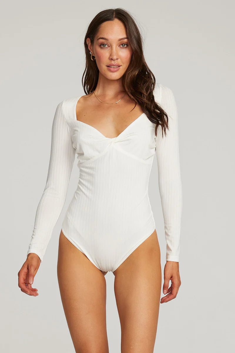 White Ribbed Bodysuit
