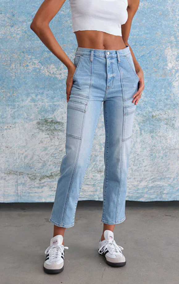 Straight Up Cargo High Rise Jeans