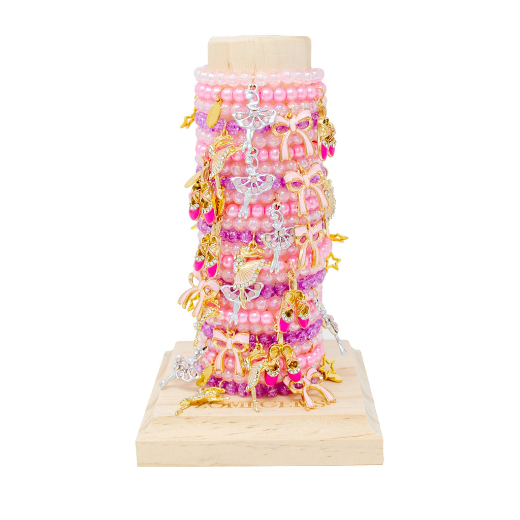 Pink & Purple Ballet Bead Bracelet Tower