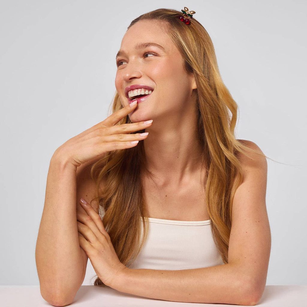 Mini Rhinestone Claw Clips 2pc Set Cherry