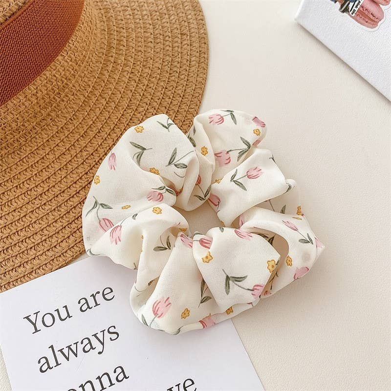 Set of 3 Chiffon Floral Scrunchies