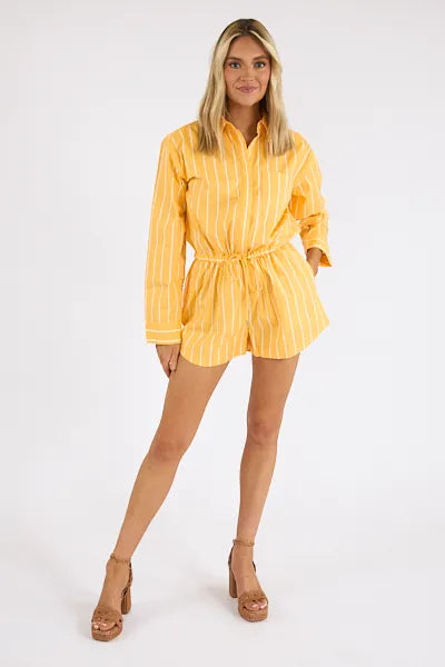 Amelie Romper Papaya Stripe