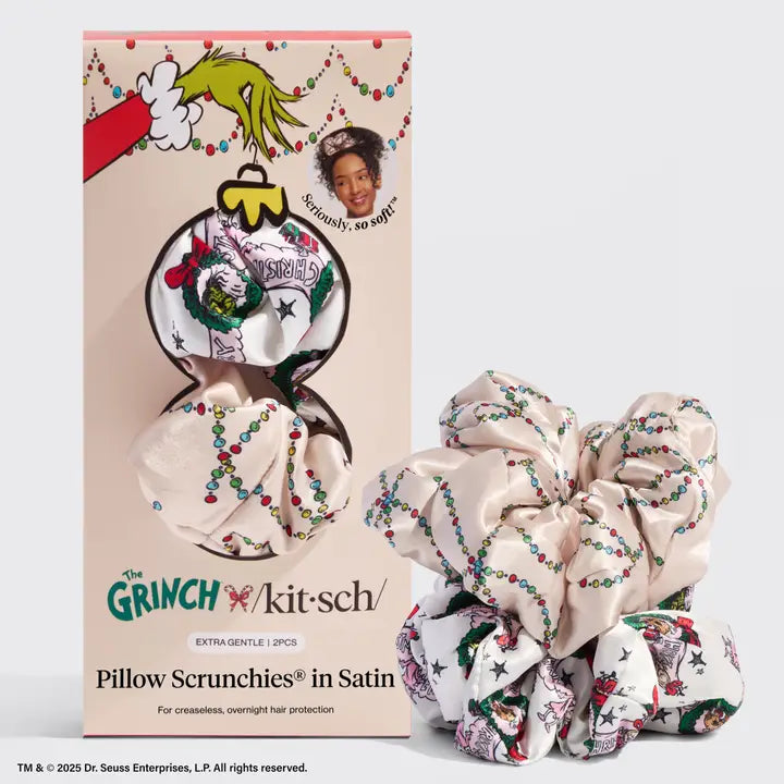 The Grinch X Kitsch Satin Pillowscrunchies Cindy Lou Who