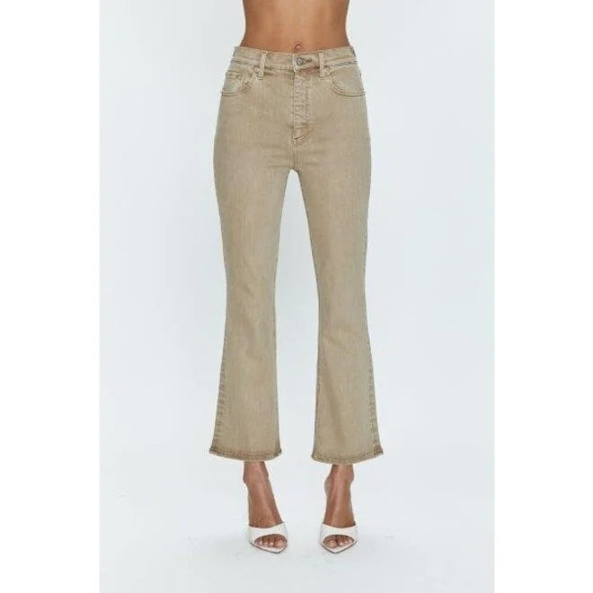 Lennon High Rise Cropped Bootcut Jeans Mink Snow