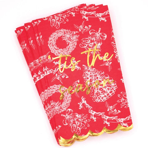 Red Toile Paper Guest Towel