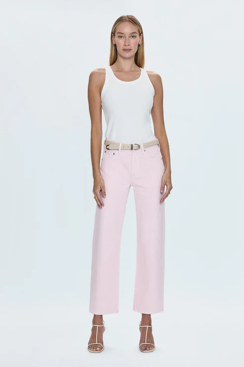 Lexi Mid-Rise Bowed Straight Jean Blush