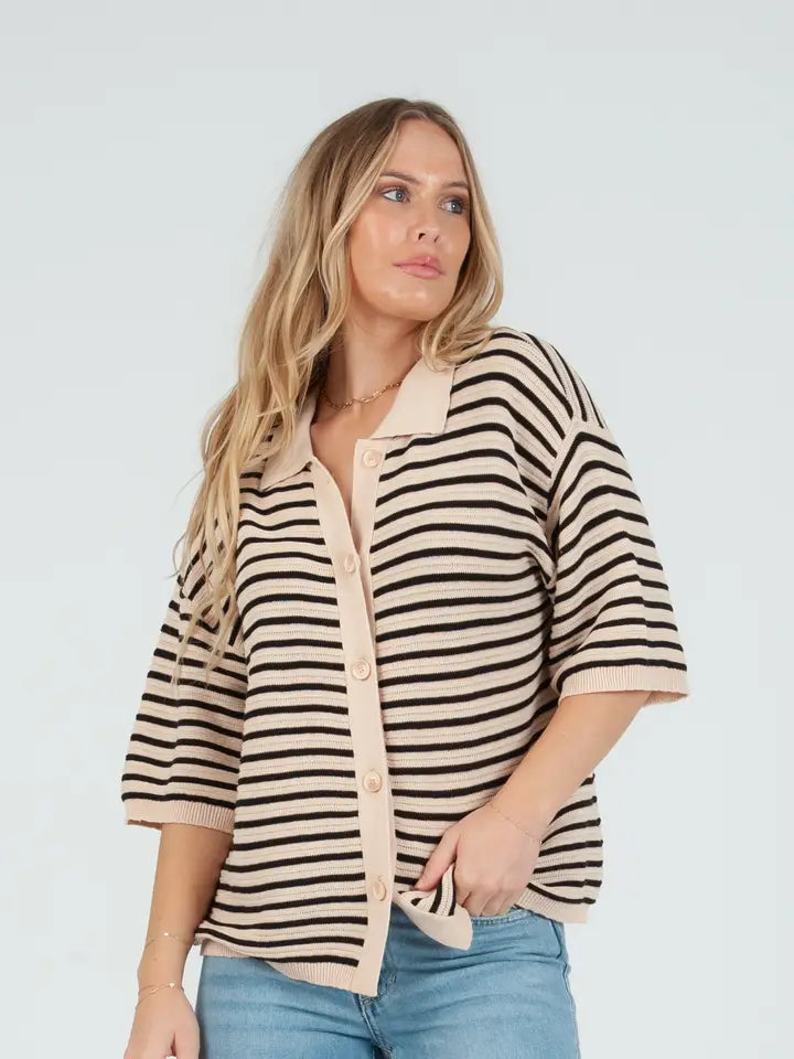 Knit Stripe Cardigan Top