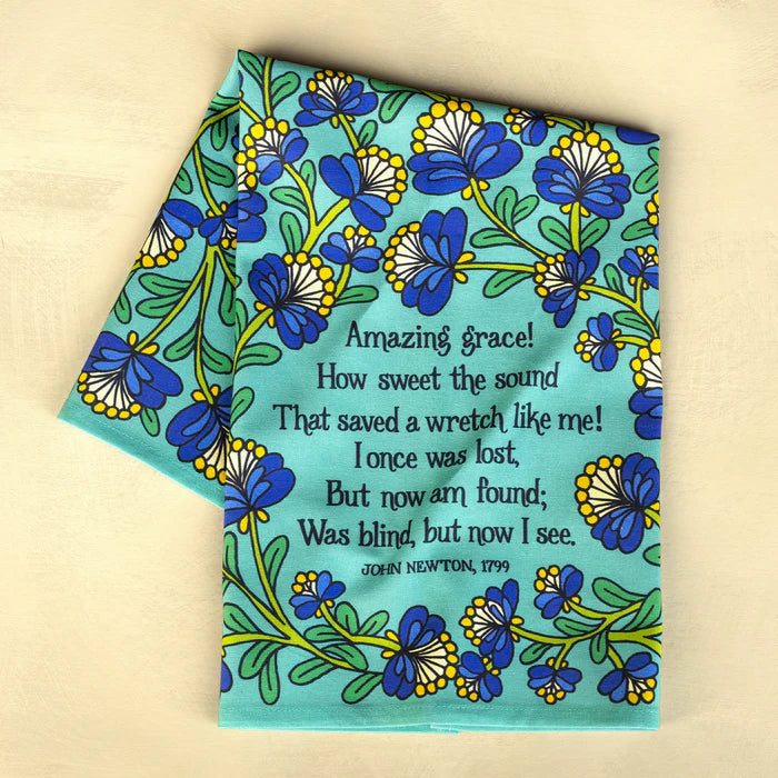 Amazing Grace Hymn Tea Towel Full Color