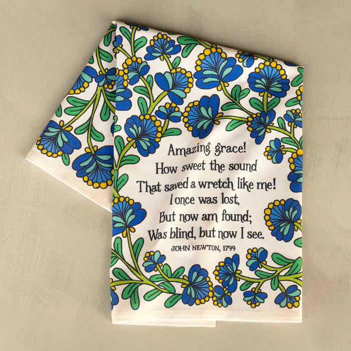 Amazing Grace Hymn Tea Towel Full Color