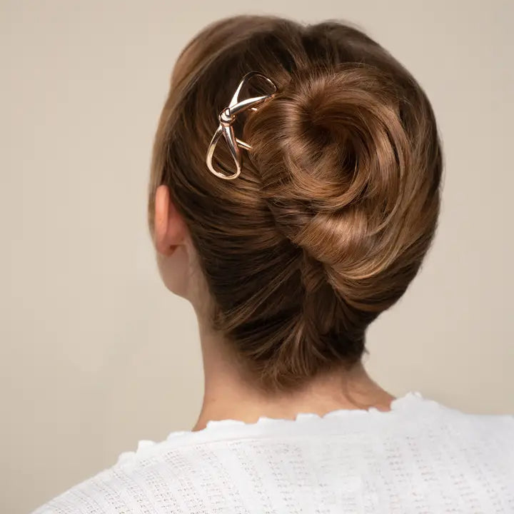 Mini Metal Bow French Hair Pin Gold