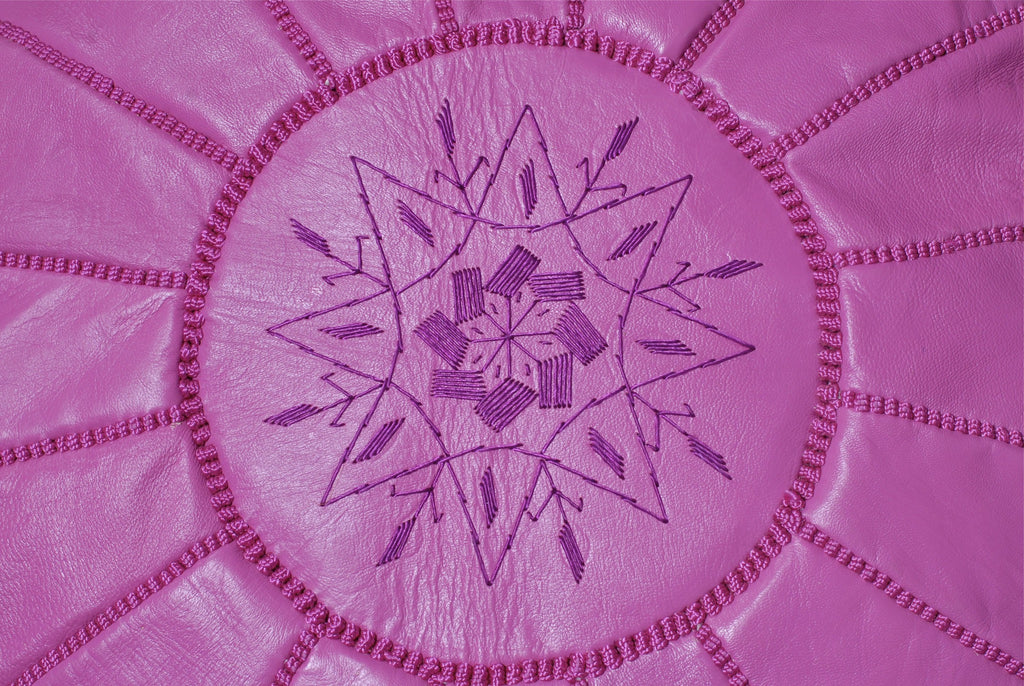 Berber Wares Moroccan Leather Pouf Fuschia