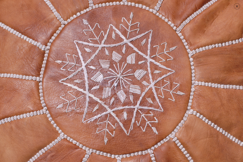 Berber Wares Moroccan Leather Pouf Medium Tan