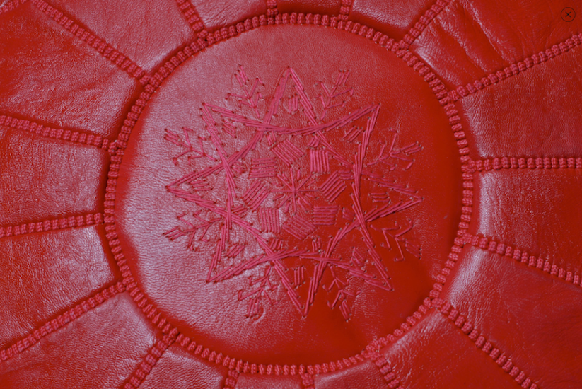 Berber Wares Moroccan Leather Pouf Red