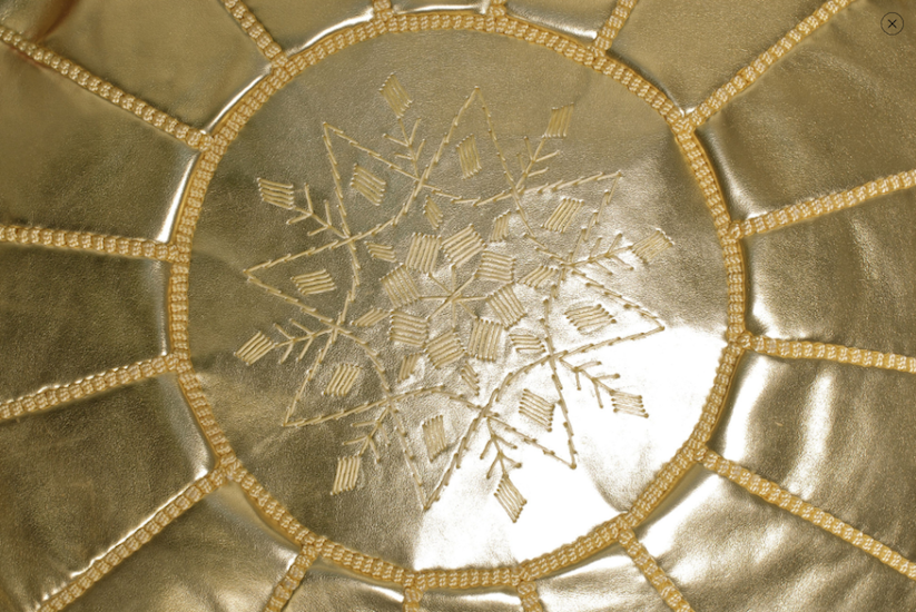 Berber Wares Moroccan Leather Pouf Gold