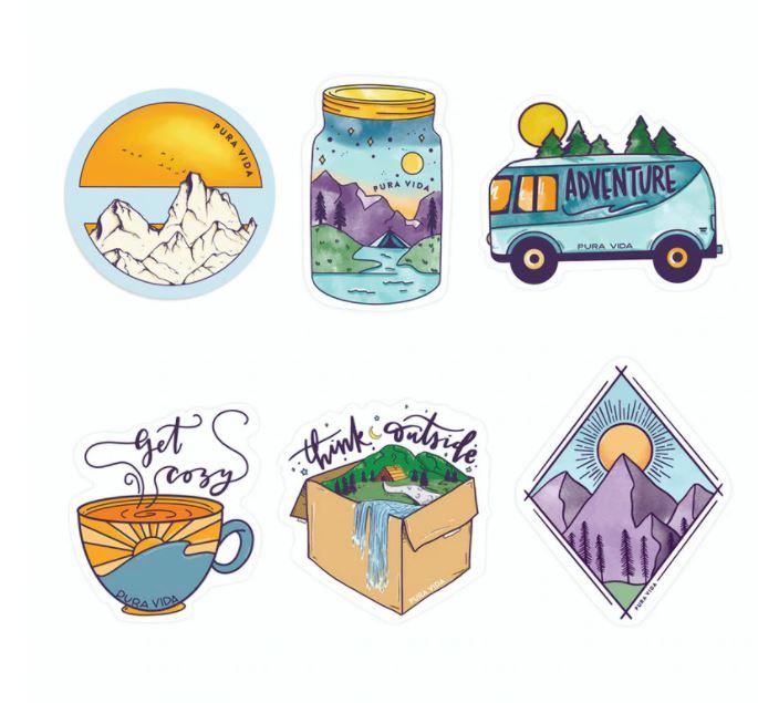 Pura Vida 6-Pack Stickers