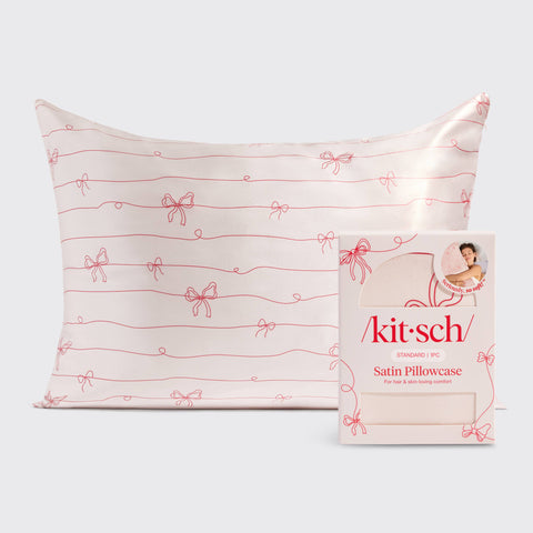 Satin Pillowcase Striped Bows Standard