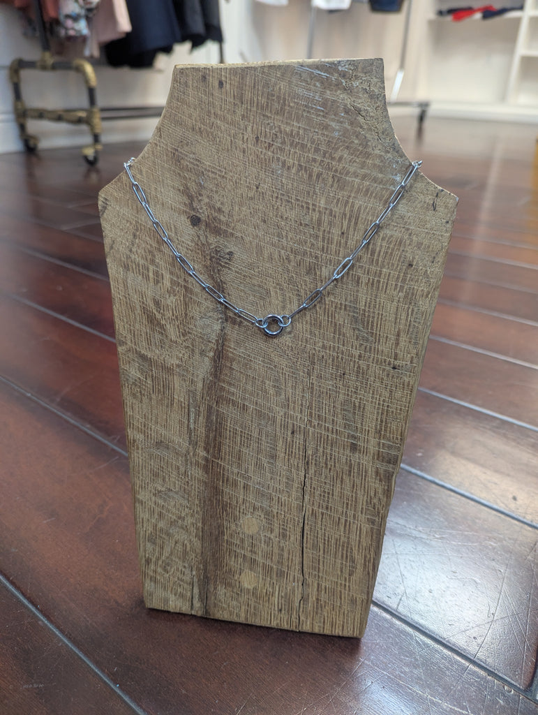 Silver Paperclip Charm Holder Necklace