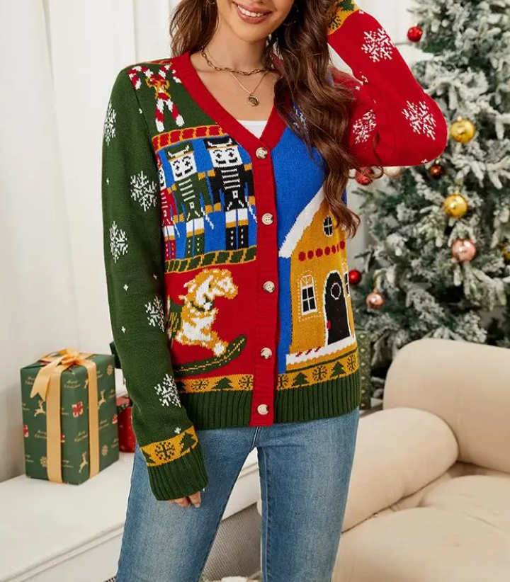 Christmas Nutcracker Button Cardigan