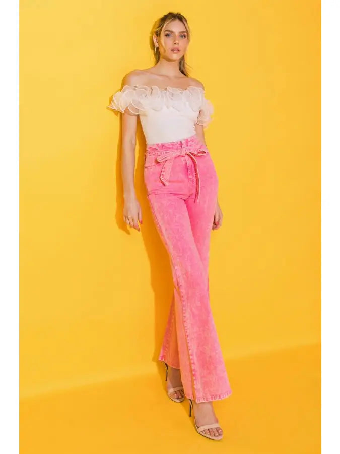 Pink Acid Wash Denim