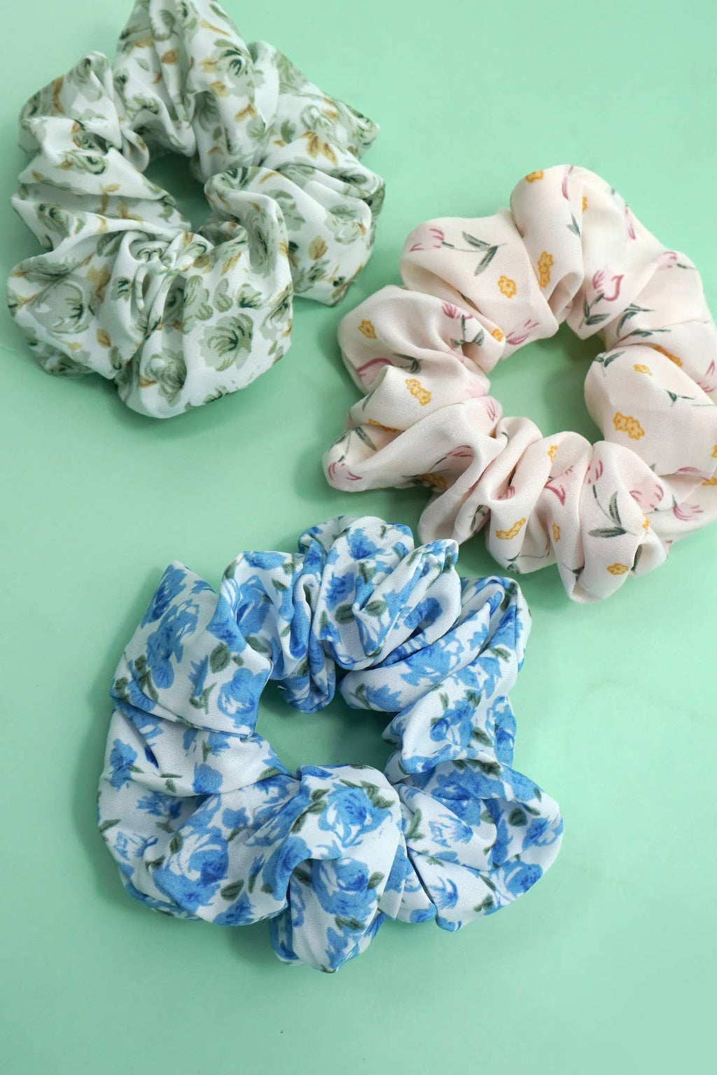 Set of 3 Chiffon Floral Scrunchies