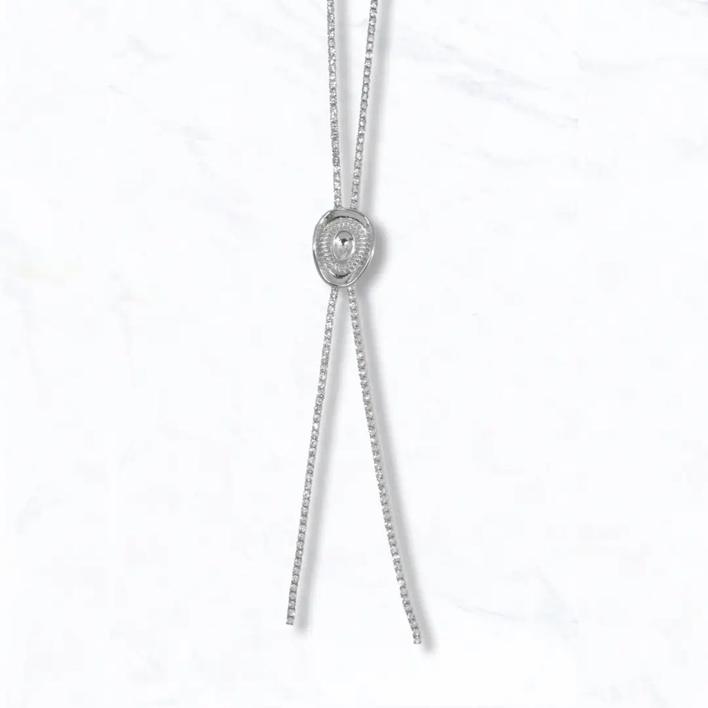 Adjustable Crystal Bolo Cowboy Hat Necklace