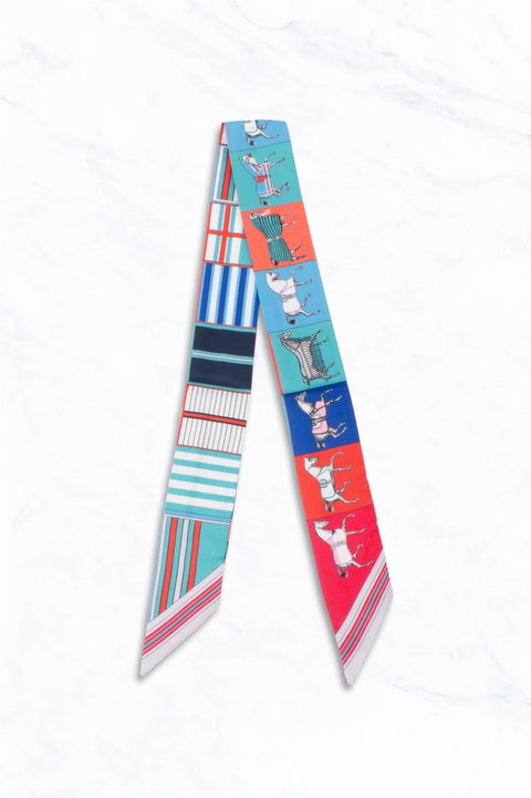 Horse Colorful Stripe & Block Print Scarf
