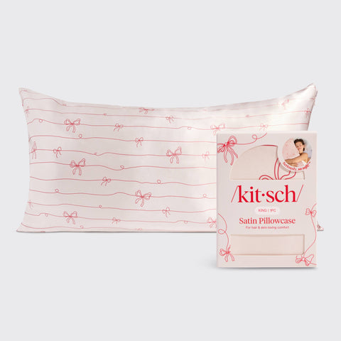 Satin Pillowcase Striped Bows King