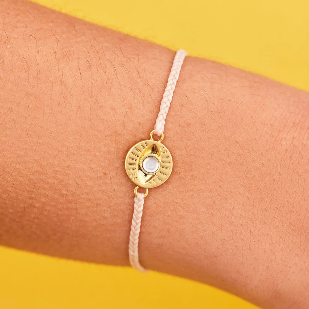 Gemstone Eye Coin Bracelet