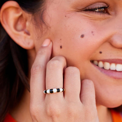 Striped Enamel Ring