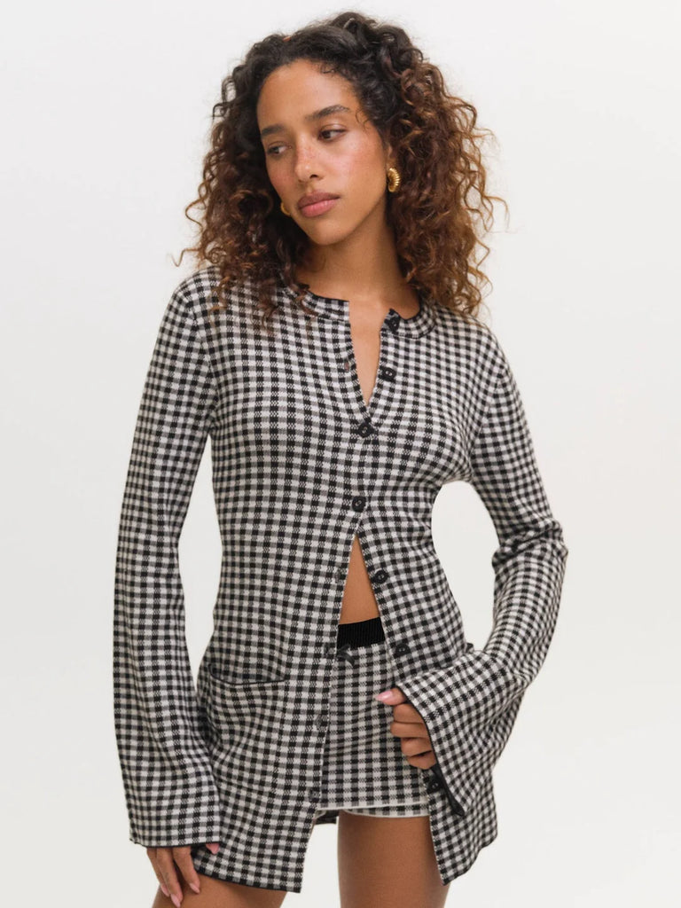 Gingham Knit Jacket