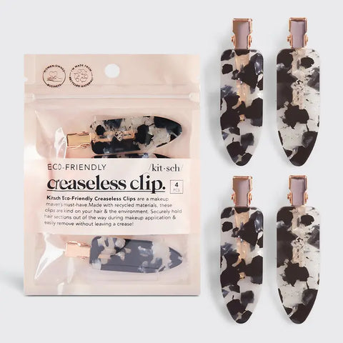 Eco-Friendly Creaseless Clips 4pc Set Black Terrazzo