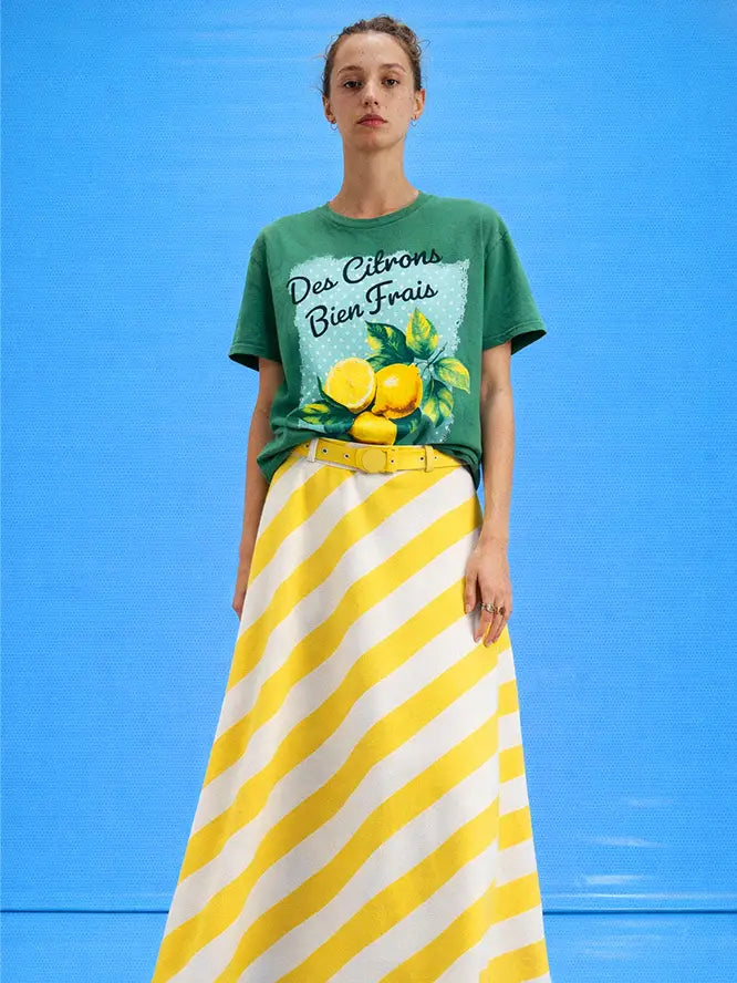 Des Citrons Lemons Mineral-Dyed Green T-Shirt