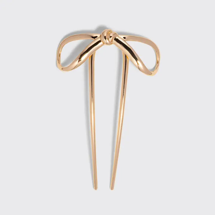 Mini Metal Bow French Hair Pin Gold
