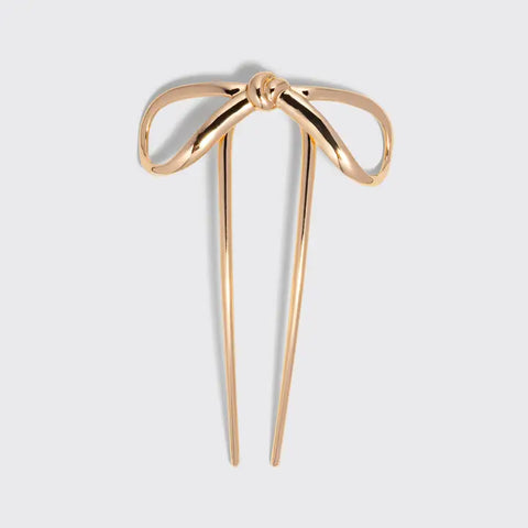 Mini Metal Bow French Hair Pin Gold