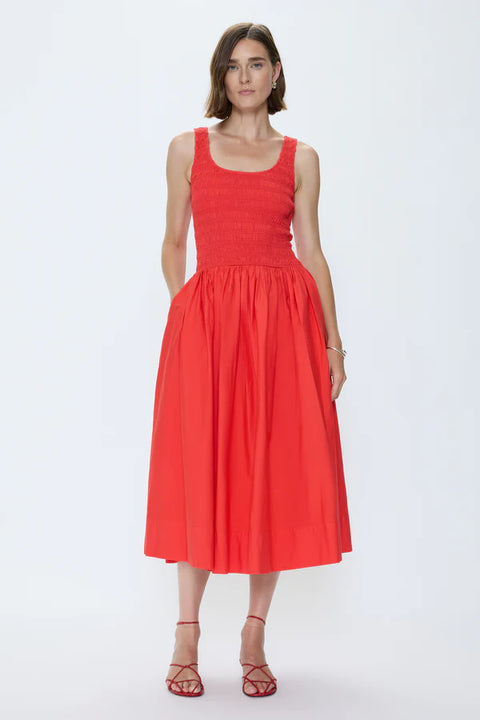 Alessia Smocked Drop Waist Dress Maraschino