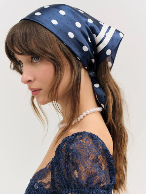 Seaside Dot Striped Headscarf