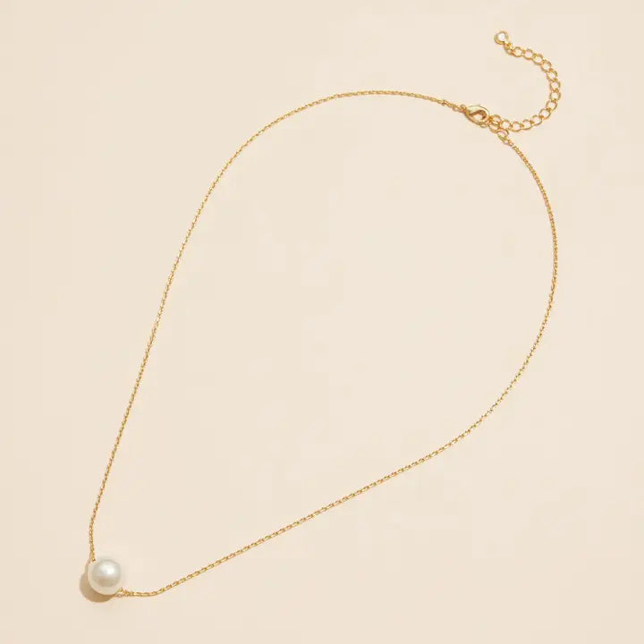 10mm Classic Pearl Charm 18K Gold Dip Necklace