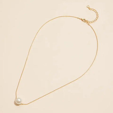 10mm Classic Pearl Charm 18K Gold Dip Necklace