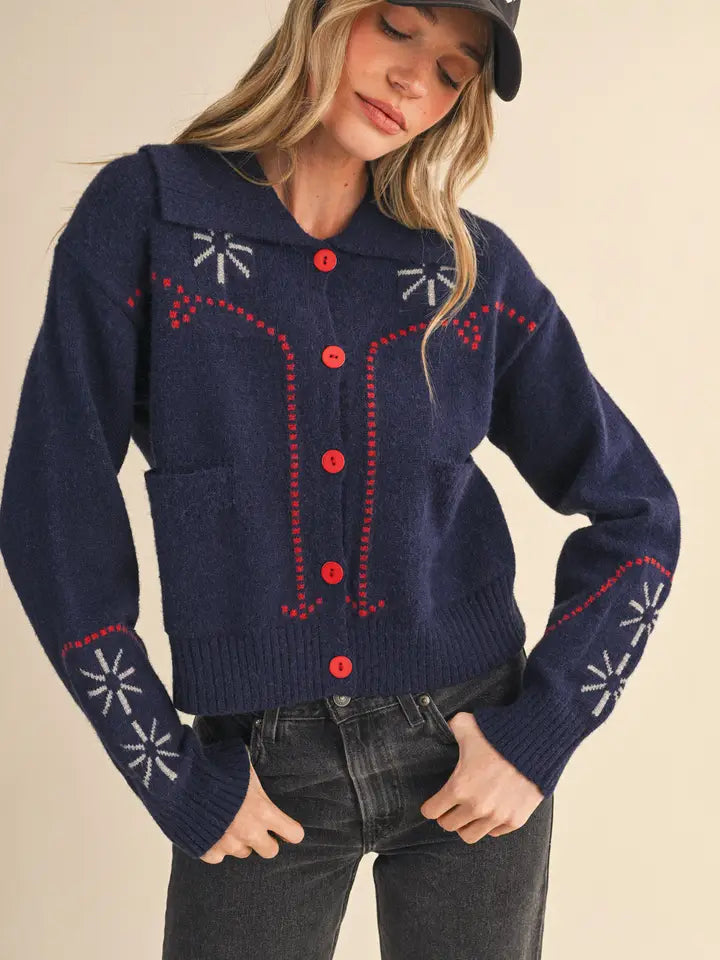 Western Design Cardigan Sweater