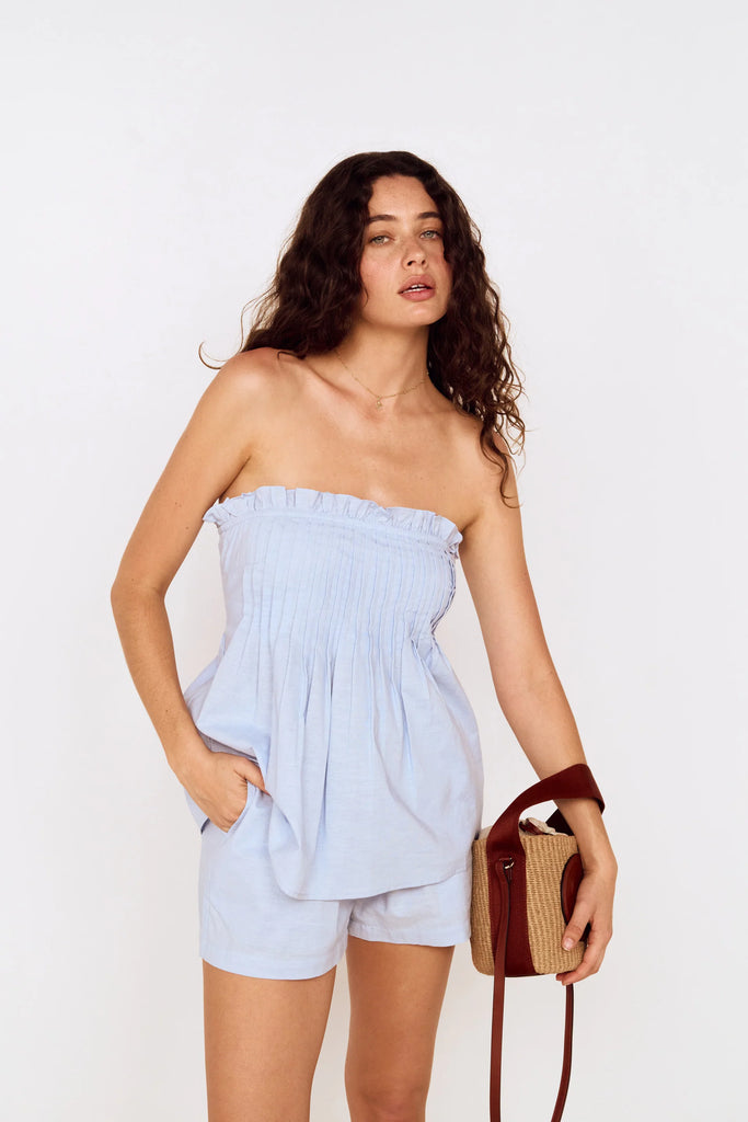 Ines Sky Blue Drawstring Shorts
