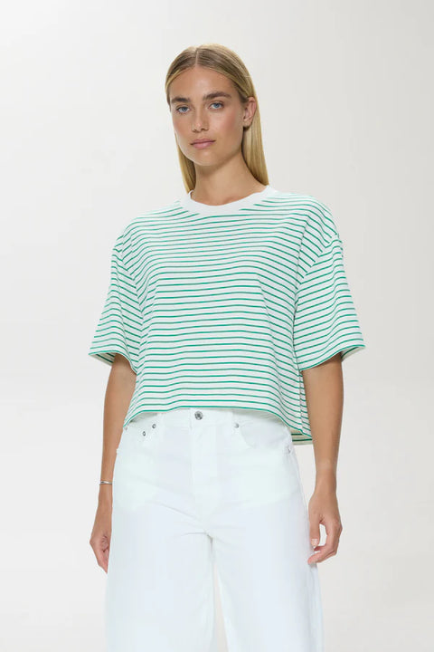 Mae Cropped Tee Vert Stripe