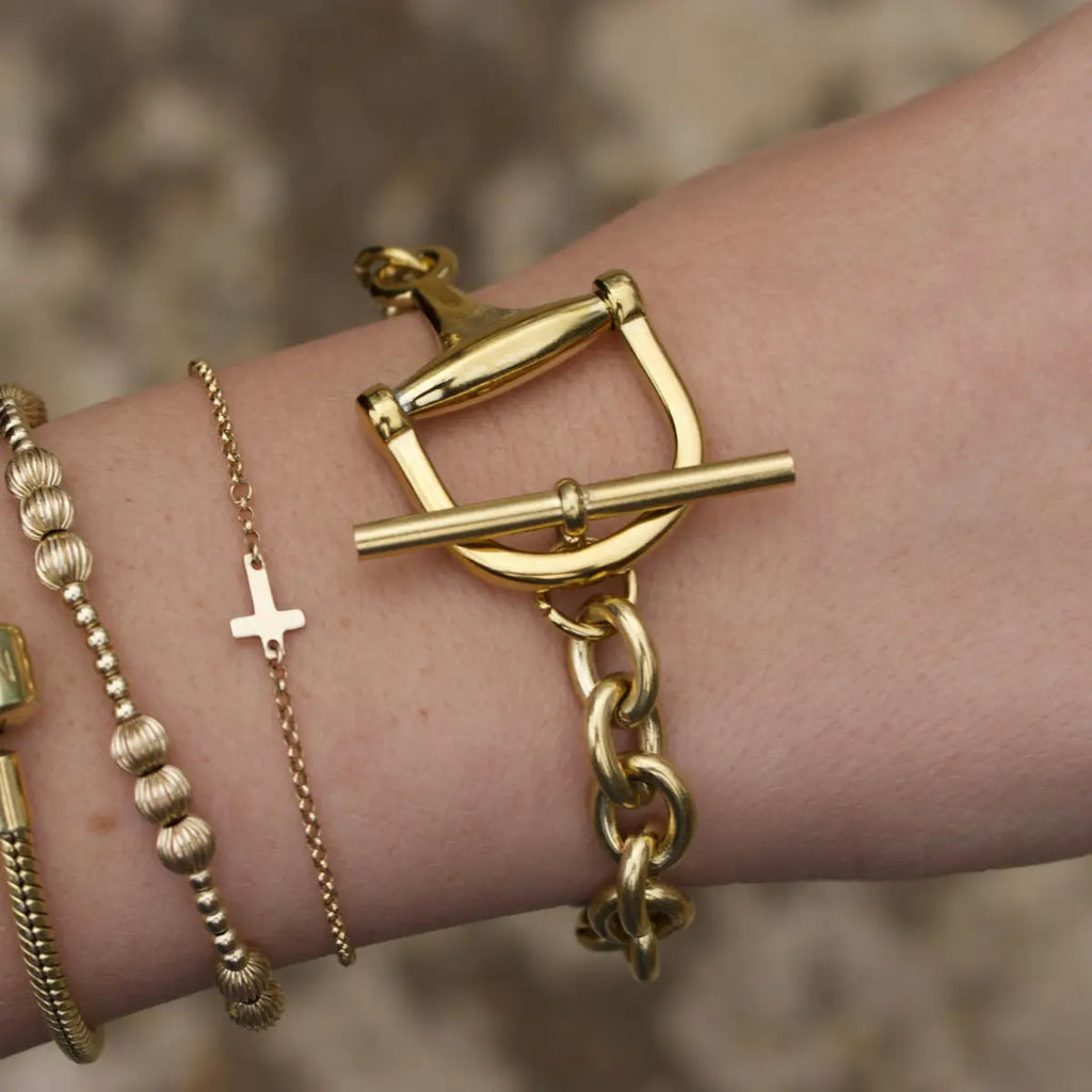 Equestrian Horse Bit Toggle Bracelet 18K