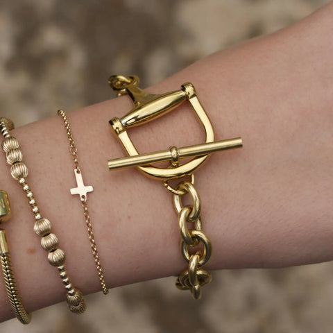 Equestrian Horse Bit Toggle Bracelet 18K