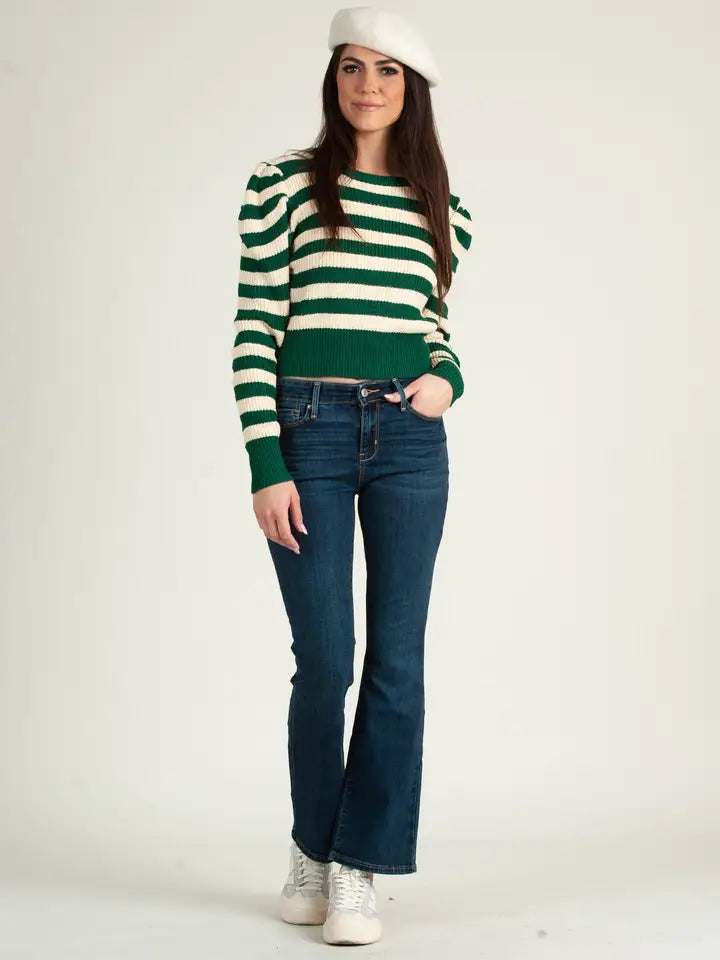 Striped Pull-Over Crew Neck Sweater