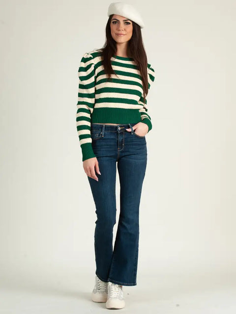 Striped Pull-Over Crew Neck Sweater