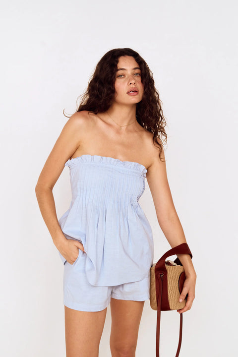 Ines Sky Blue Strapless Top